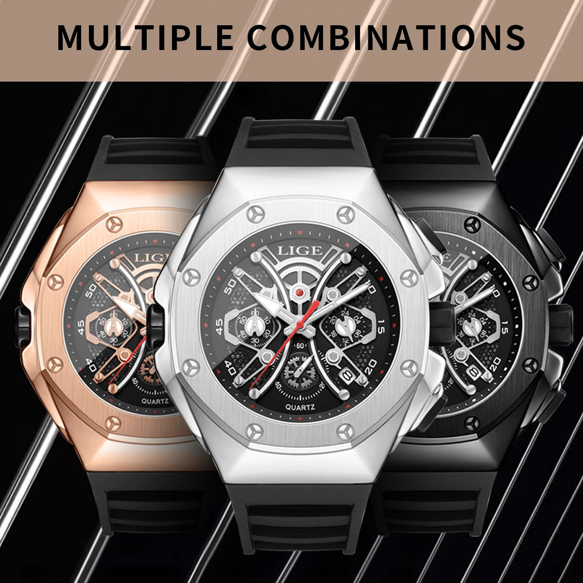 LIGE Top Brand Luxury Man Watch Luminous Sport Waterproof Watch Quartz Men