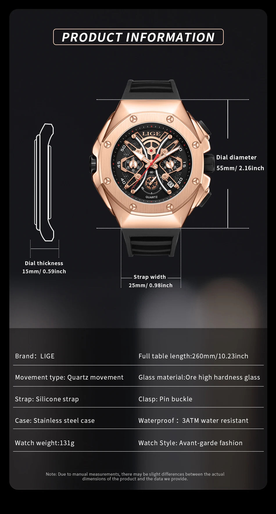 LIGE Top Brand Luxury Man Watch Luminous Sport Waterproof Watch Quartz Men