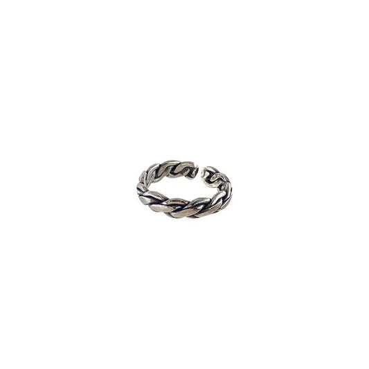 FOXANRY Silver Color Rings Couples Accessories INS Fashion Vintage Twist Design Round Shape Geometric Thai Silver Jewelry
