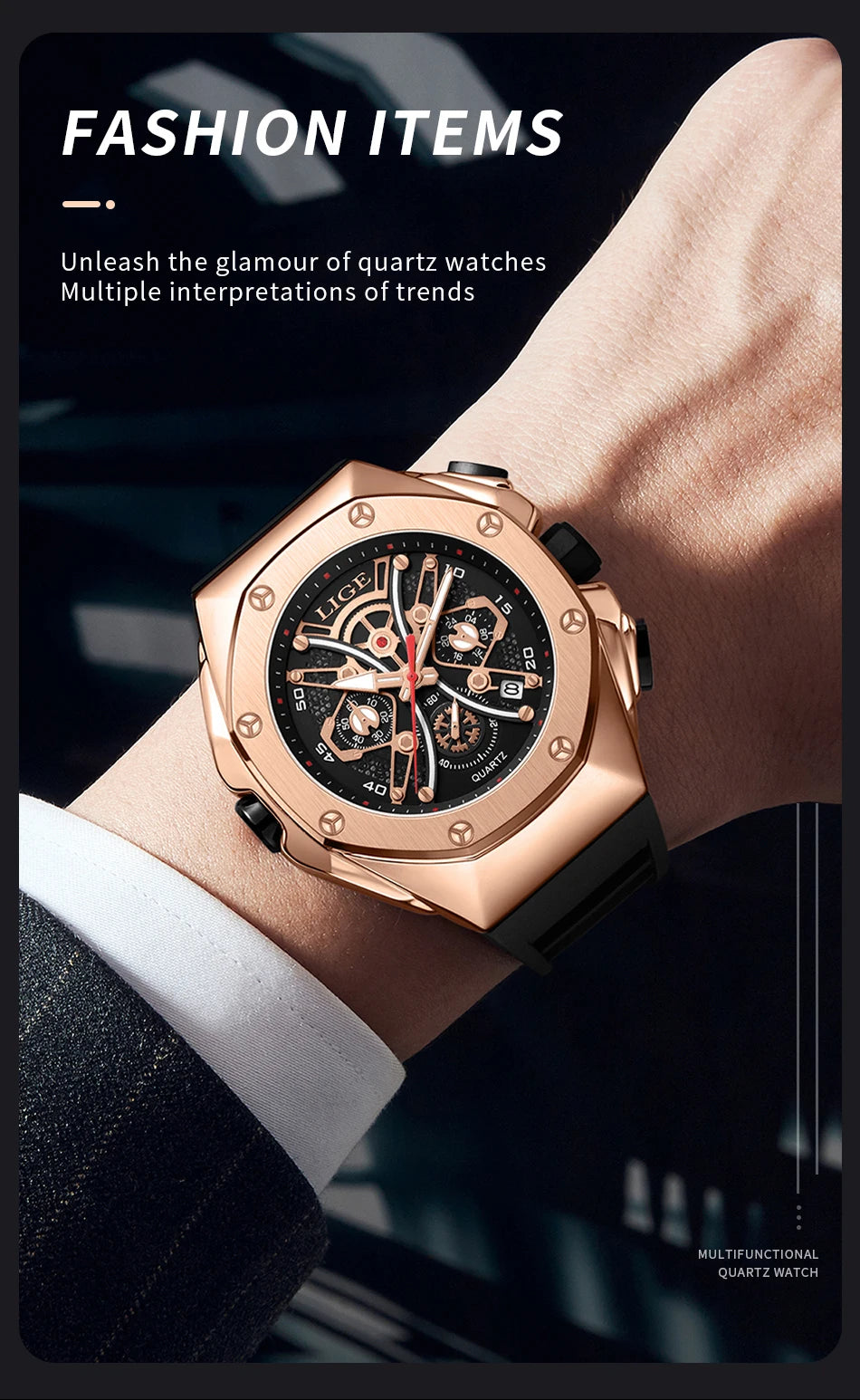 LIGE Top Brand Luxury Man Watch Luminous Sport Waterproof Watch Quartz Men